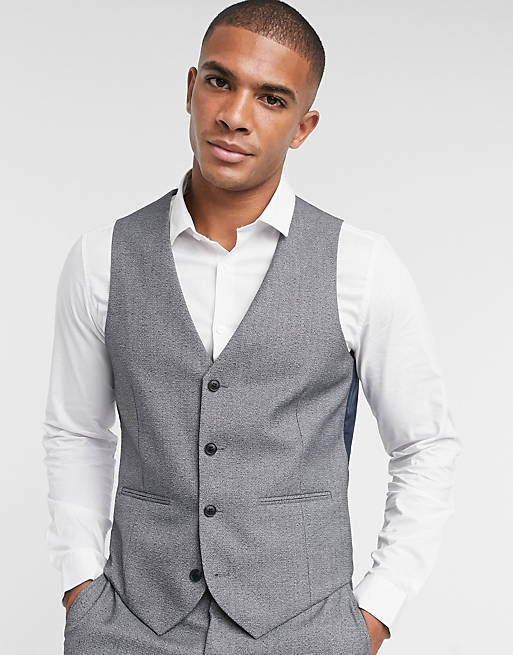 Farah gray plain slim fit suit suit vest | ASOS