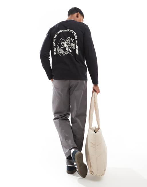 Farah - Grays - Sort T-shirt med lange ærmer og print foran og bagpå