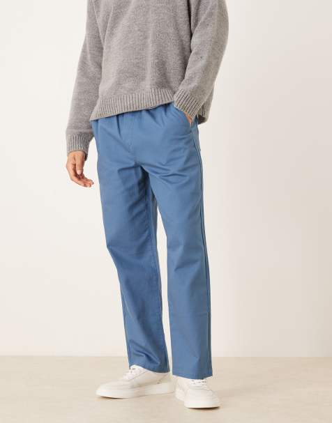 Farah - Greenport - Broek met rechte pijpen en trekkoord in blauw - view 1