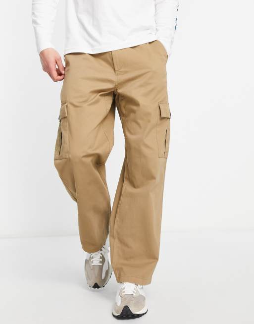 Farah Greenport cargo wide leg twill pants in beige