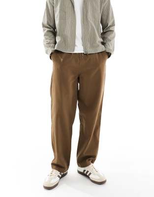 Farah Farah Greenport drawstring trouser in brown - BROWN