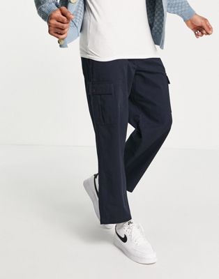Farah Greenport loose fit cargo trousers in navy