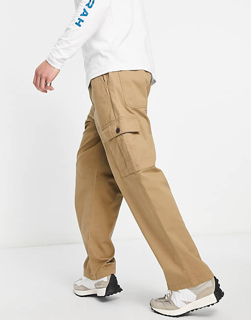 Pantaloni cargo a fondo ampio in twill beige Greenport Asos Uomo Abbigliamento Pantaloni e jeans Pantaloni Pantaloni a zampa 