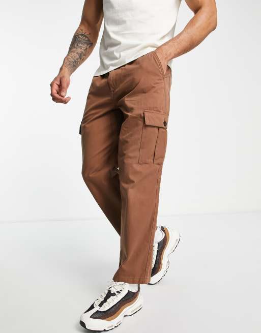 Farah - Greenport - Pantaloni cargo ampi color cuoio 