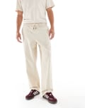 [Farah] Farah Greenport wide leg drawcord waist pants in beige-Neutral L Beige