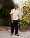 [Farah] Farah greenport wide leg drawstring waist pants in navy L Navy