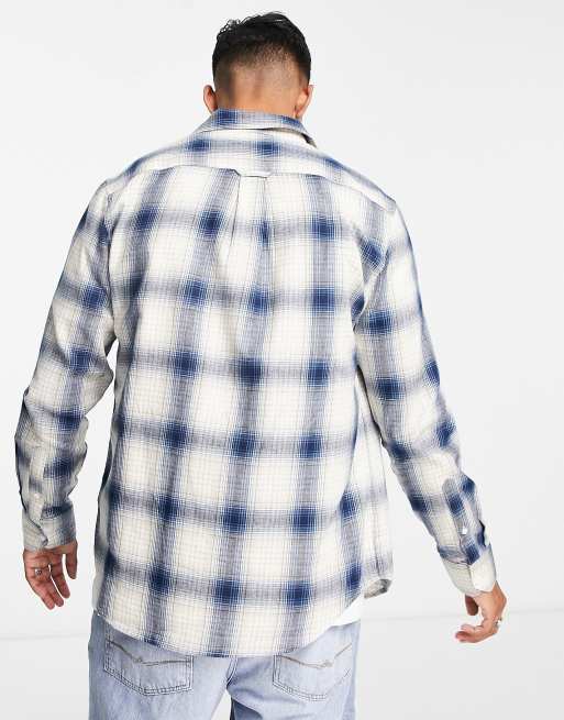 Farah Gregory cotton check shirt in cream