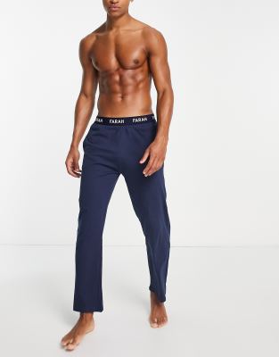 Farah – Gresham – Lounge-Hose mit weitem Bein in Marineblau  
