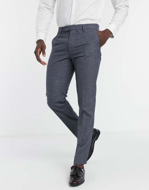 Grey check slim fit hot sale trousers