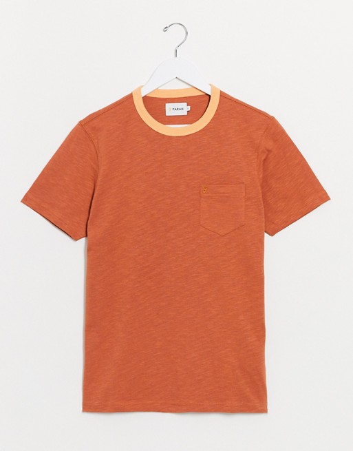 Farah Groove ringer t-shirt in orange