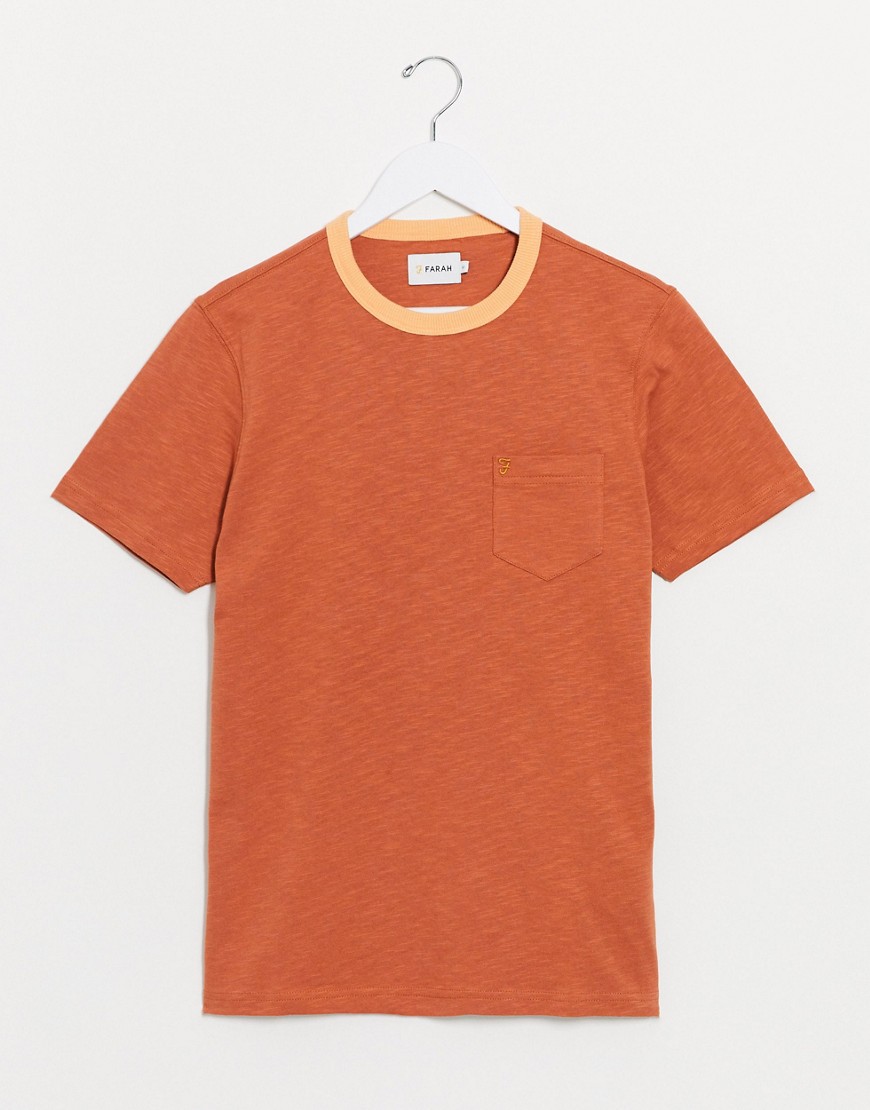 Farah - Groove - T-shirt met een contrasterende bies in oranje