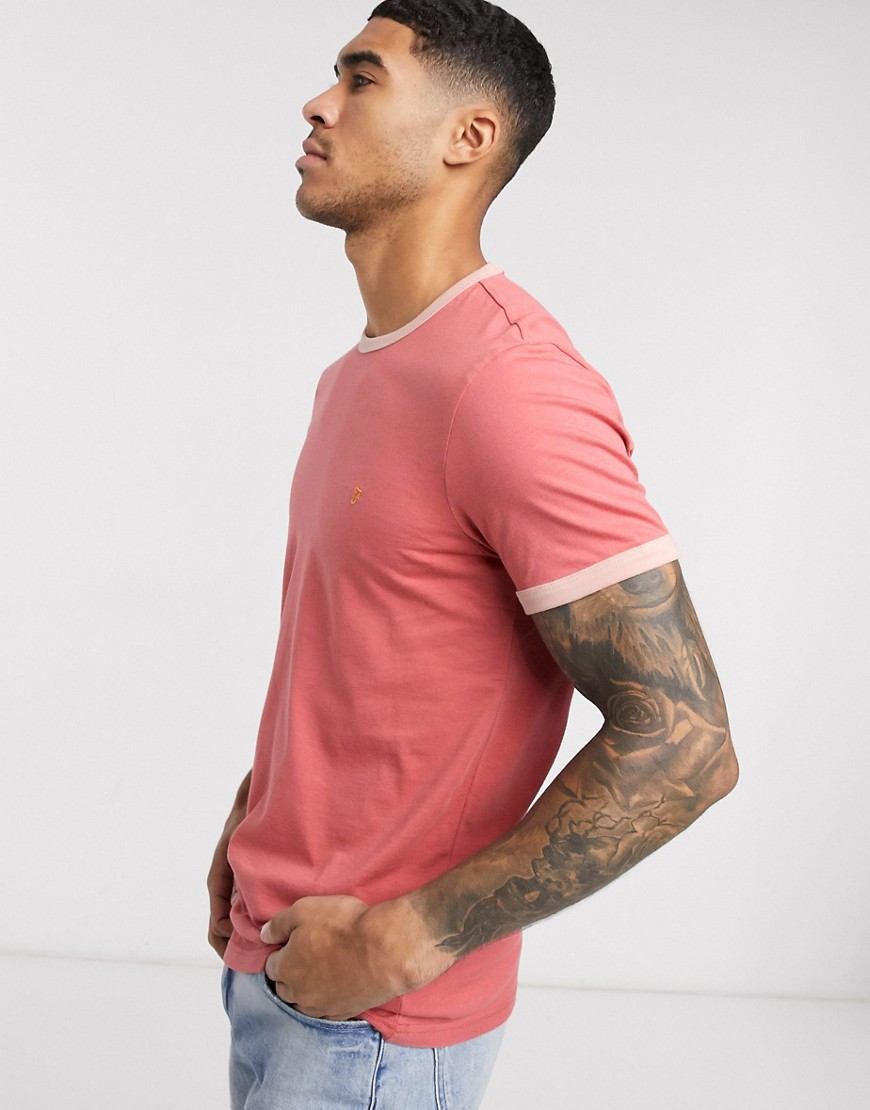 Farah Groves ringer t-shirt-Pink