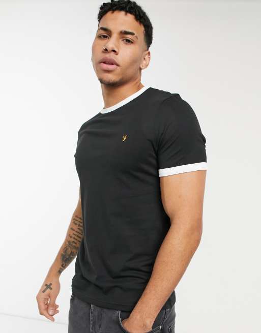 Farah - Groves - T-shirt à liserés contrastants - Noir