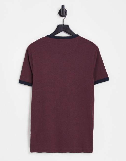 Farah - Groves - T-shirt met gekleurde bies in rood , 2 van 4