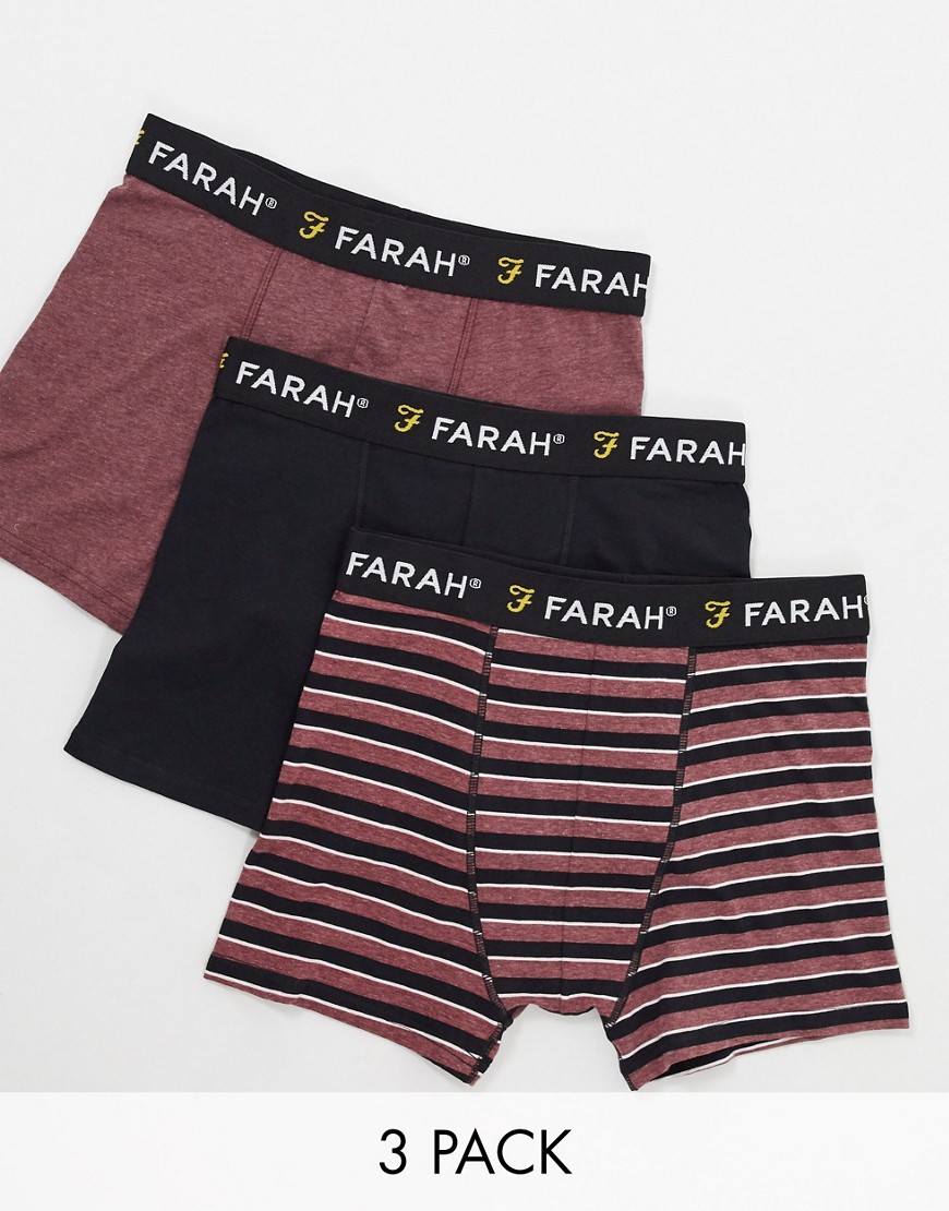 Farah Hadley 3 pack boxers in plain and stripe-Multi