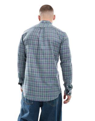 Farah Hamilton Plaid Long Sleeve Shirt In Blue