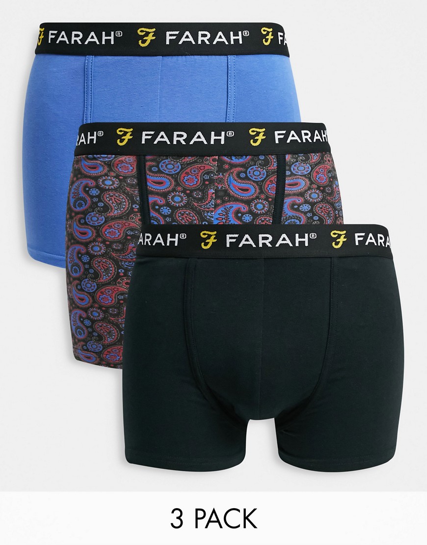 Farah Hanford 3 pack boxers in blue paisley-Blues