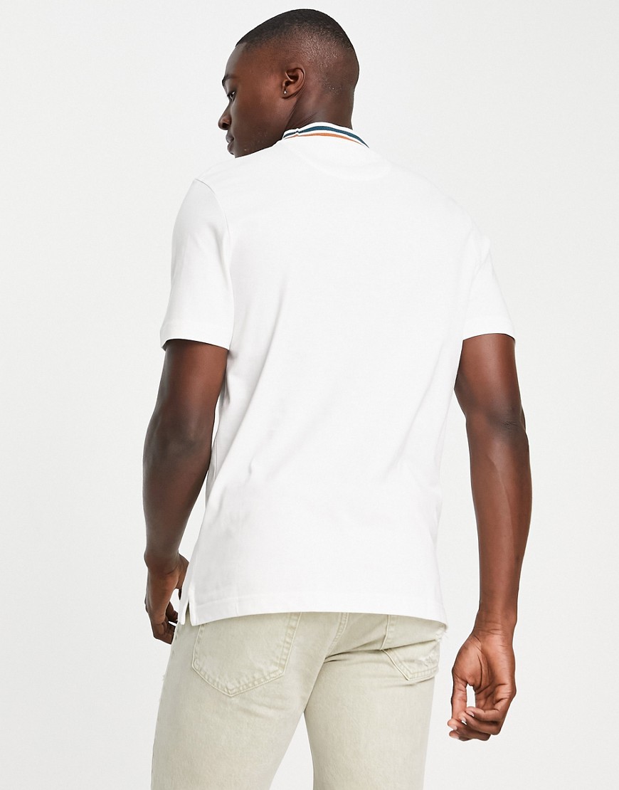 Hanley - T-shirt bianca in cotone con colletto a righe-Bianco - Farah T-shirt donna  - immagine1