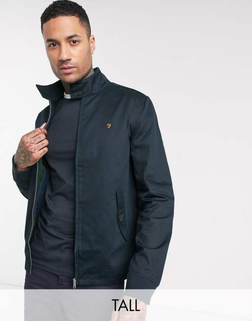 ASOS DESIGN harrington jacket with funnel neck in navy