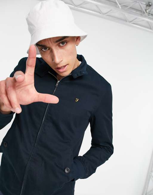 Farah Hardy tall cotton harrington jacket in navy NAVY ASOS