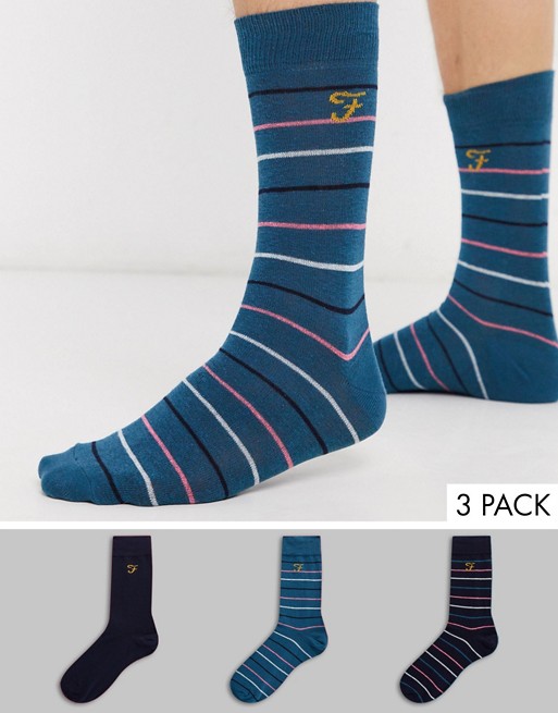 Farah Harlow stripe socks in 3 pack