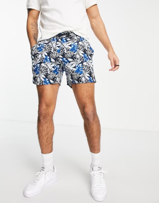 Hawaiian print hot sale swim trunks