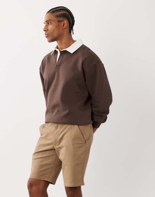 Farah Hawk straight leg twill shorts in beige, 3 of 5