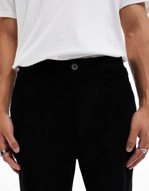 Farah hawtin corduroy tapered cropped pants in black | ASOS