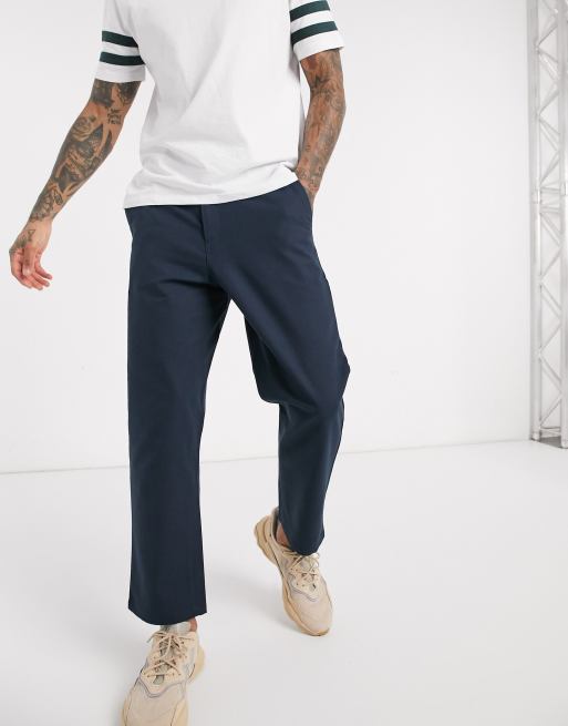 Farah Hawtin hopsack cropped trousers in navy | ASOS