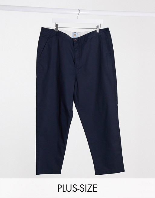 Farah Hawtin loose tapered crop fit trousers in navy