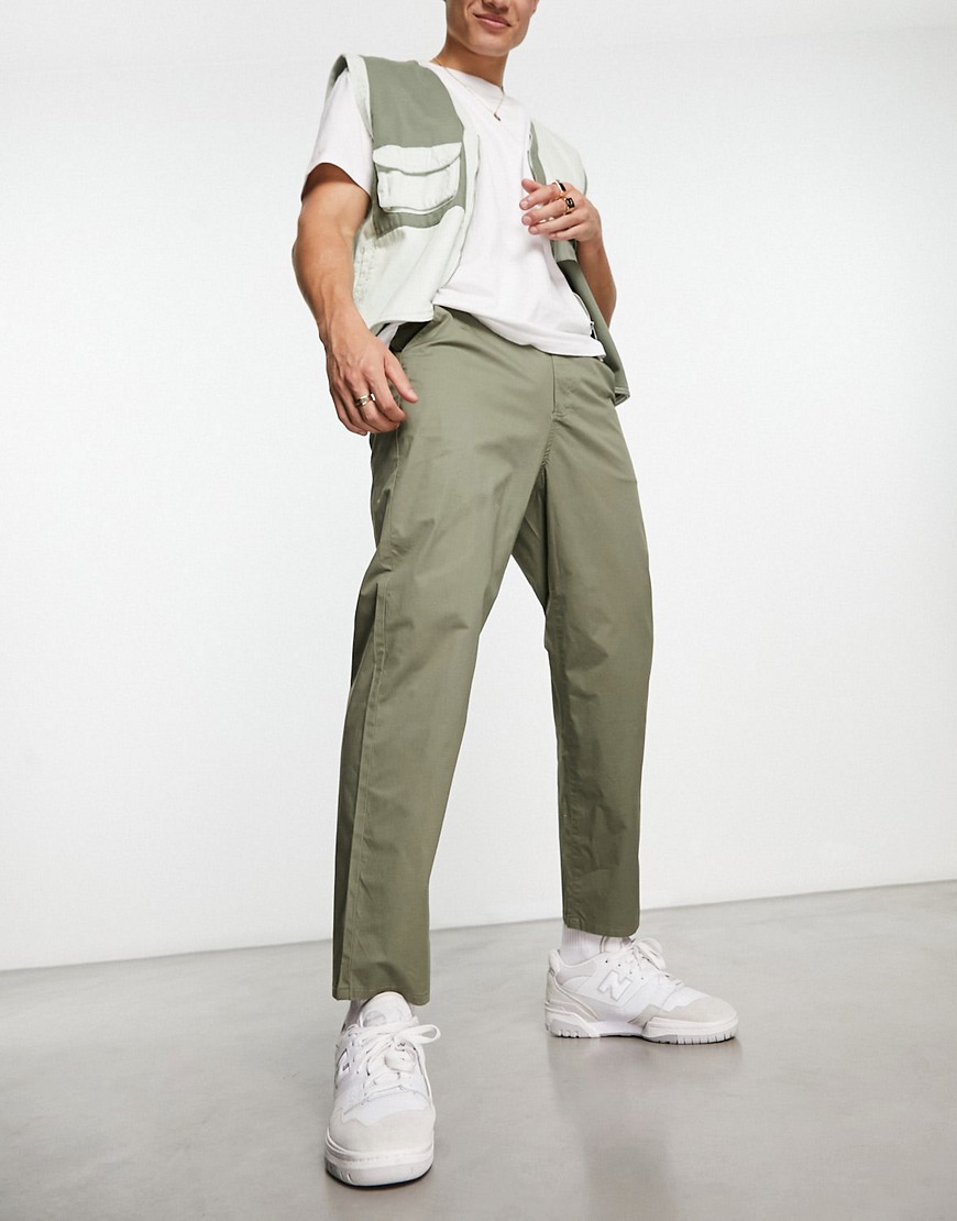 Farah Hawtin straight leg cotton trousers in vintage green