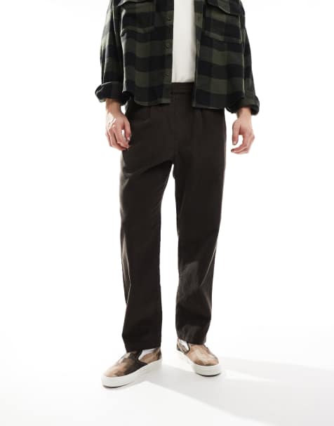 Farah Hawtin tapered fit drawstring cord chinos in brown - view 1