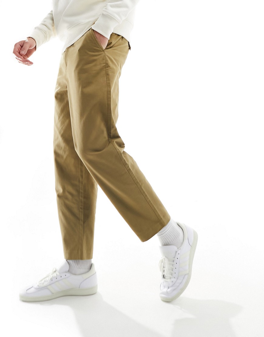 hawtin twill relaxed tapered pants in khaki-Green