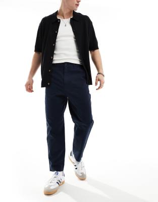 Farah Farah hawtin twill relaxed tapered trousers in navy