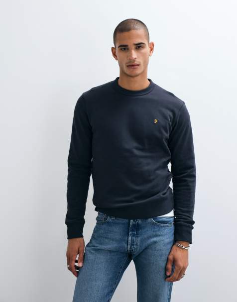 Farah Hemming sweatshirt med rund hals i navy - view 1
