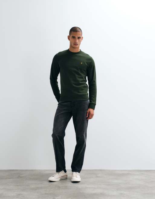 Farah Hemming sweatshirt met ronde hals in groen, 2 van 5