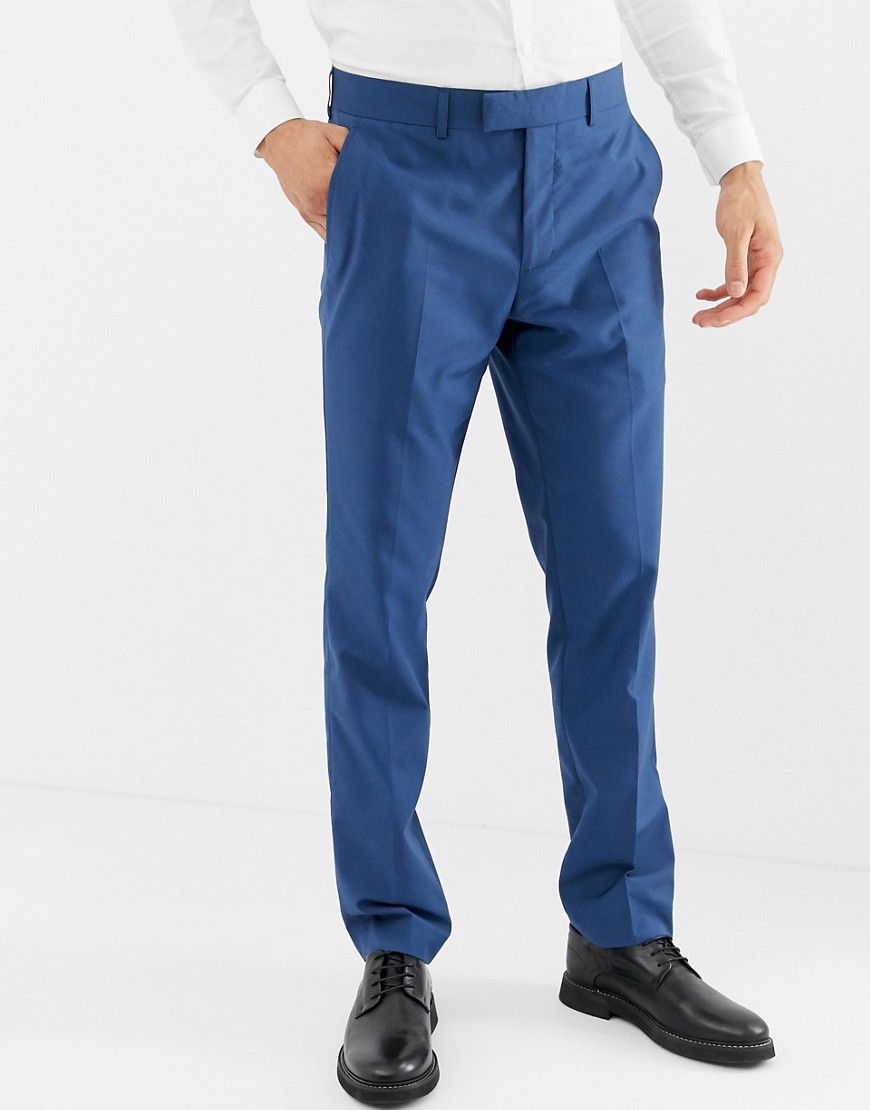 Farah – Henderson – Blå kostymbyxor med smal passform