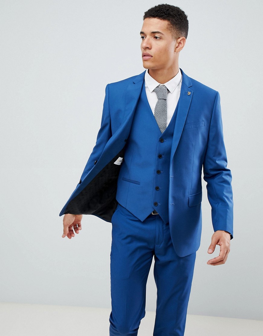 Farah – Henderson – Kostymjacka med smal passform-Blå