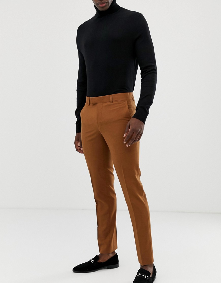 Farah - Henderson - Pantaloni skinny da abito color cuoio