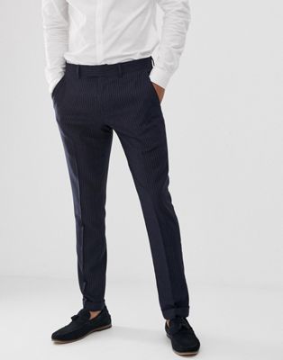 Farah - Henderson - Skinny-fit broek met krijtstreep in marineblauw