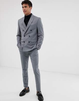 skinny fit double breasted suit