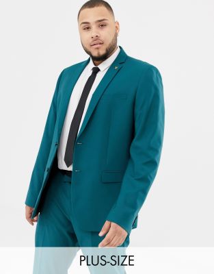 Farah Henderson skinny suit jacket in teal-Green