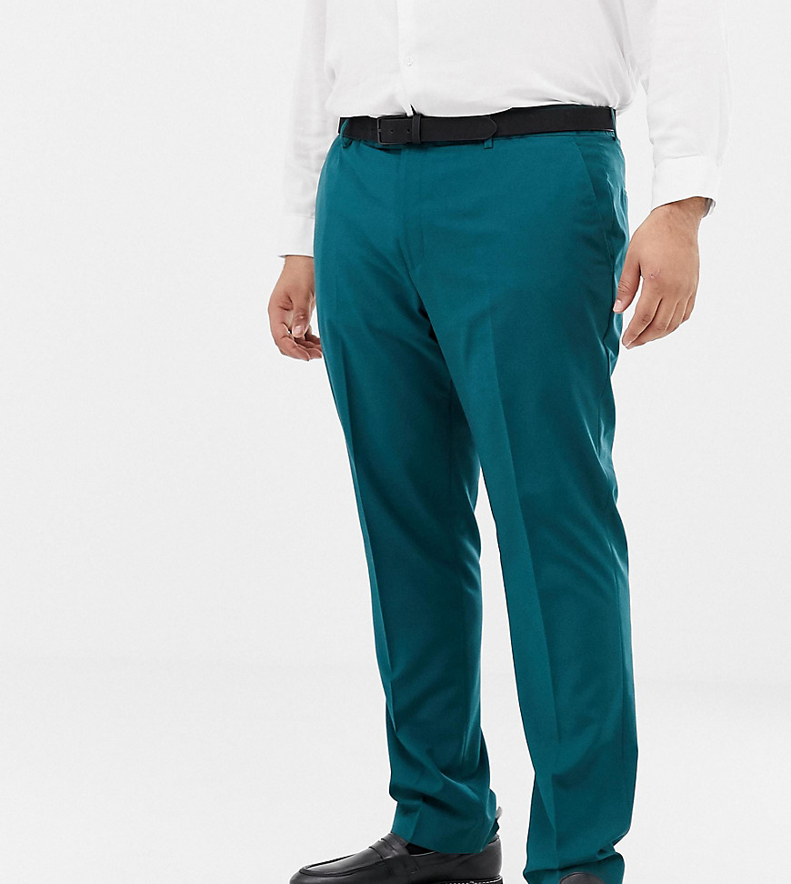 farah henderson skinny suit trousers in teal-green