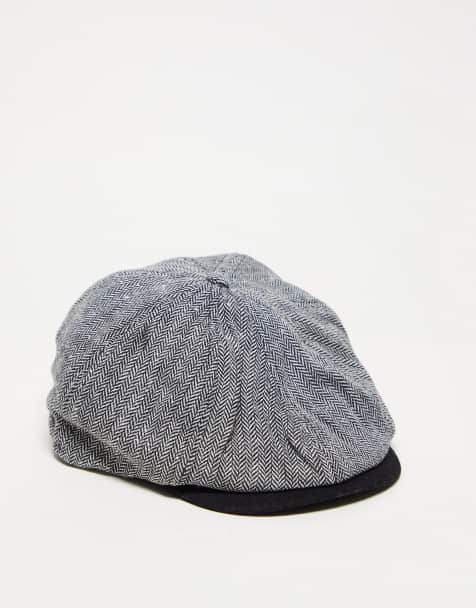 Farah herringbone baker boy hat in gray - view 1