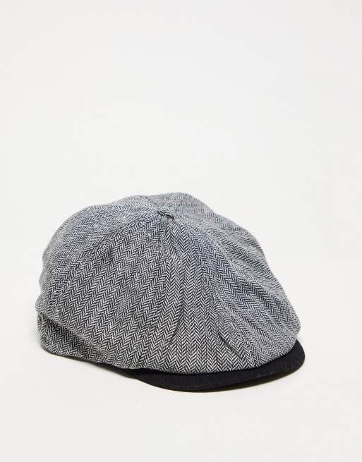 Farah herringbone baker boy hat in gray