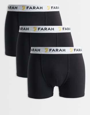 Farah Hummond 3 Pack Jacquard Logo Boxer Shorts In Black