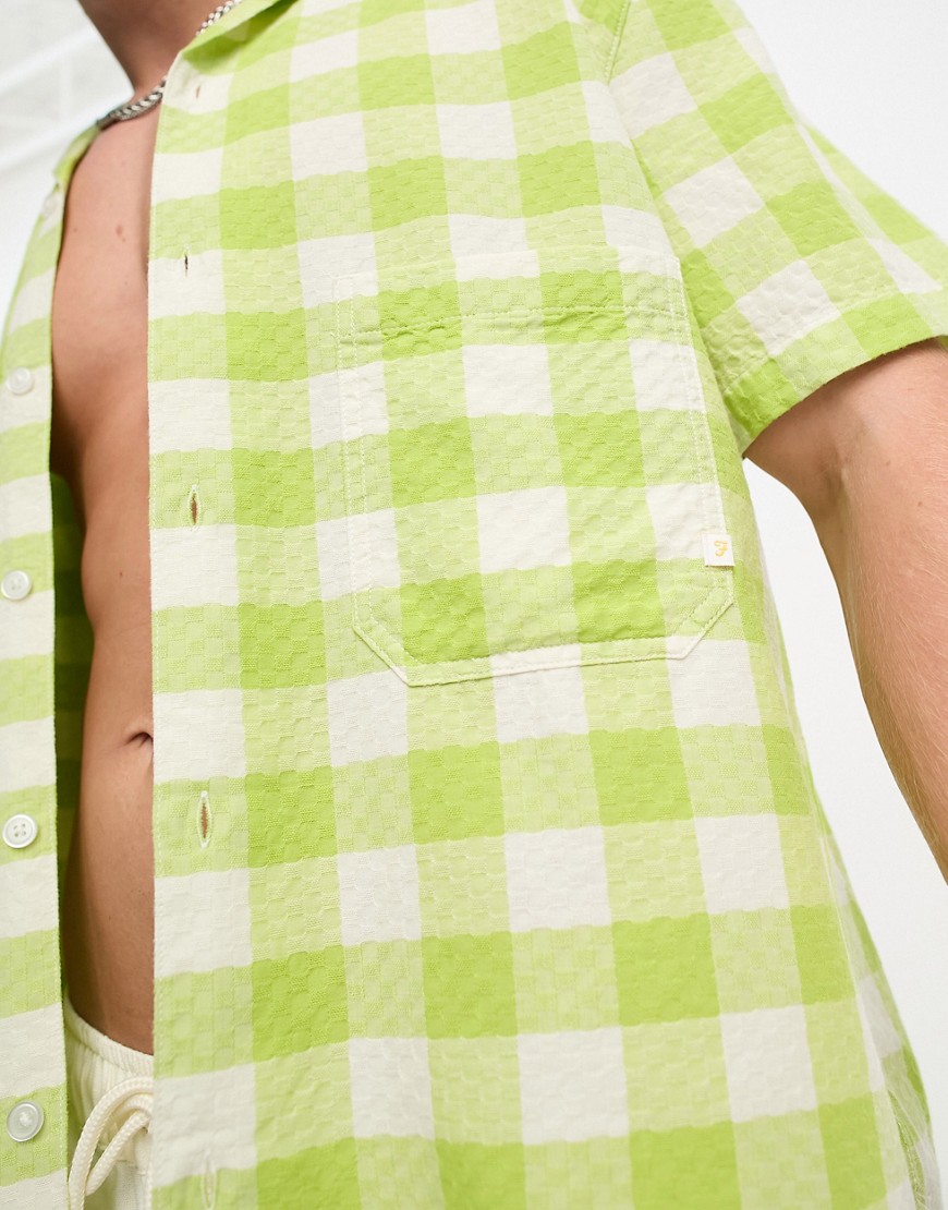 Huntington - Camicia a maniche corte verde lime con colletto con rever - Farah Camicia donna  - immagine2