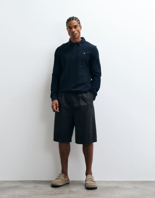 Farah Irwin polo à manches longues à logo bleu marine, 2 de 5