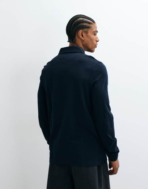 Farah Irwin polo à manches longues à logo bleu marine, 4 de 5