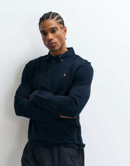 Farah Irwin polo à manches longues à logo bleu marine, 5 de 5